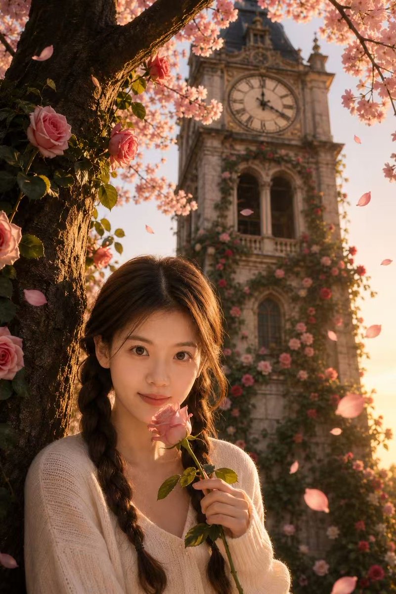 Sakura Clock Tower Portrait — GPT Image 2 image prompt example