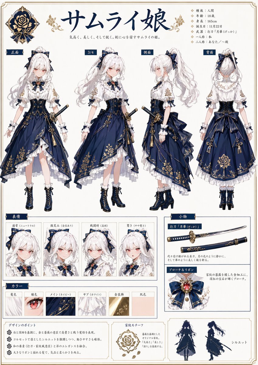 Samurai Princess Character Sheet — GPT Image 2 image prompt example