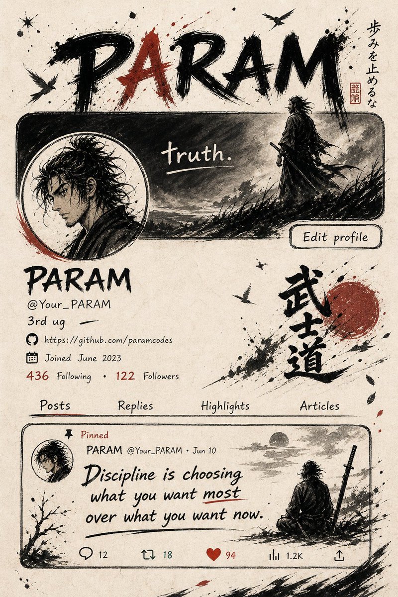 Samurai Social Profile — GPT Image 2 image prompt example