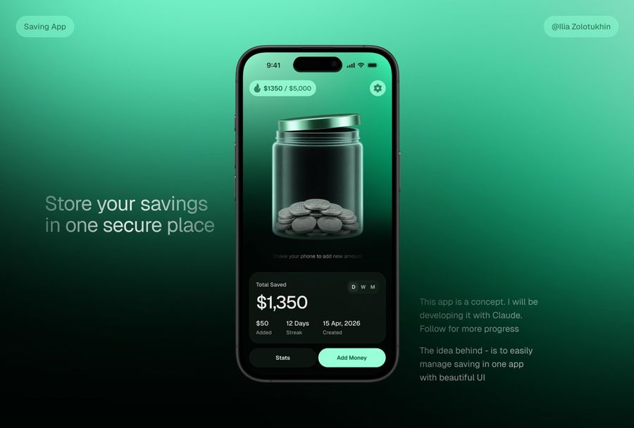 Savings App Ui Mockup — GPT Image 2 image prompt example