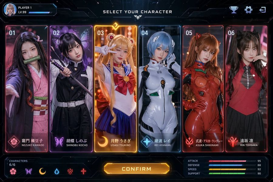 Sci Fi Anime Character Select Ui — GPT Image 2 image prompt example