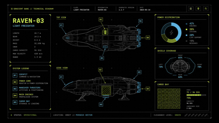 Sci Fi Freighter Schematic — GPT Image 2 image prompt example