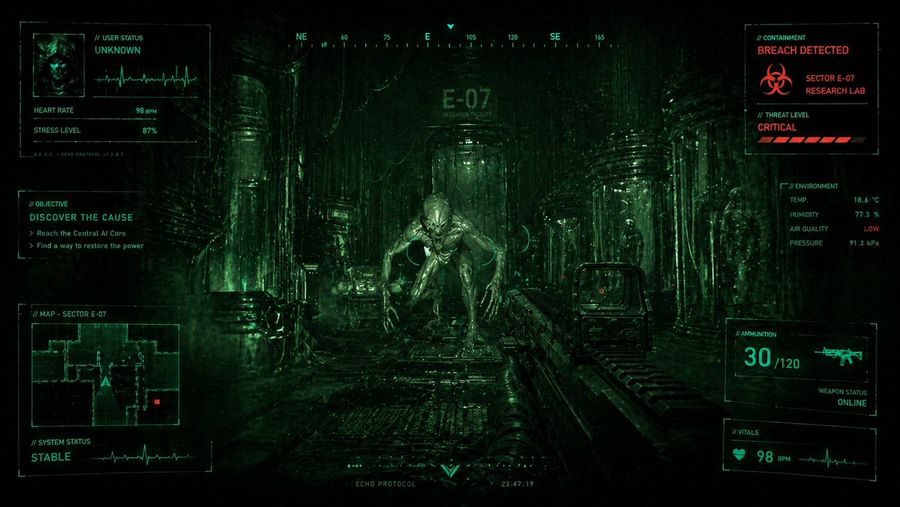 Sci Fi Horror Fps Hud Lab Breach — GPT Image 2 image prompt example
