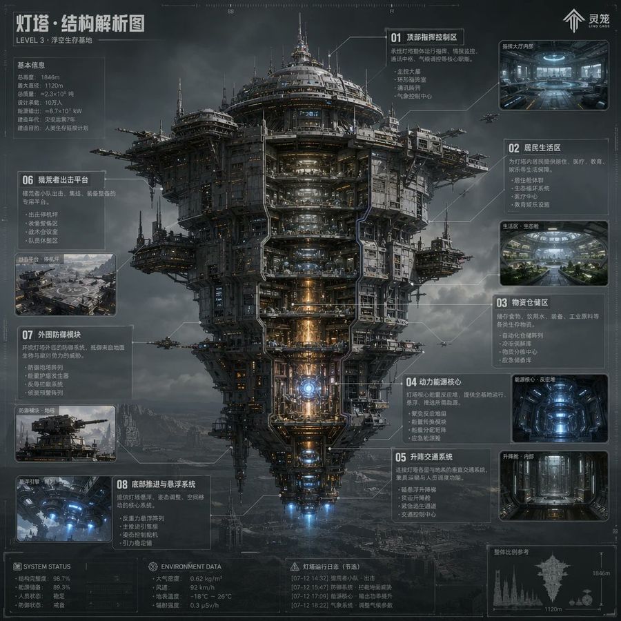 Sci Fi Lighthouse Structure Diagram — GPT Image 2 image prompt example