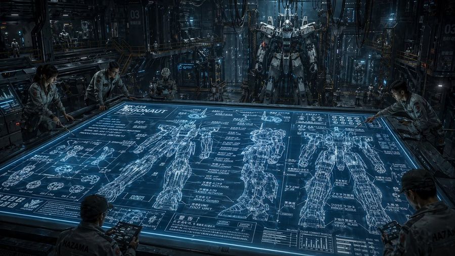Sci Fi Mech Blueprint Hangar — GPT Image 2 image prompt example