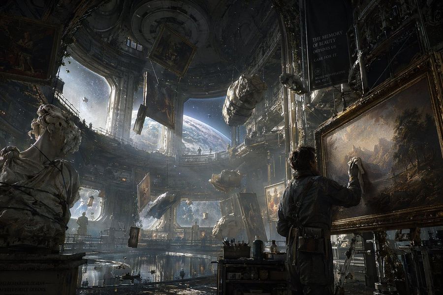 Sci Fi Orbital Art Museum — GPT Image 2 image prompt example