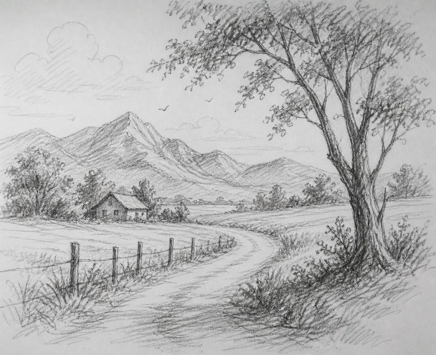 Scribbly Pencil Landscape — GPT Image 2 image prompt example