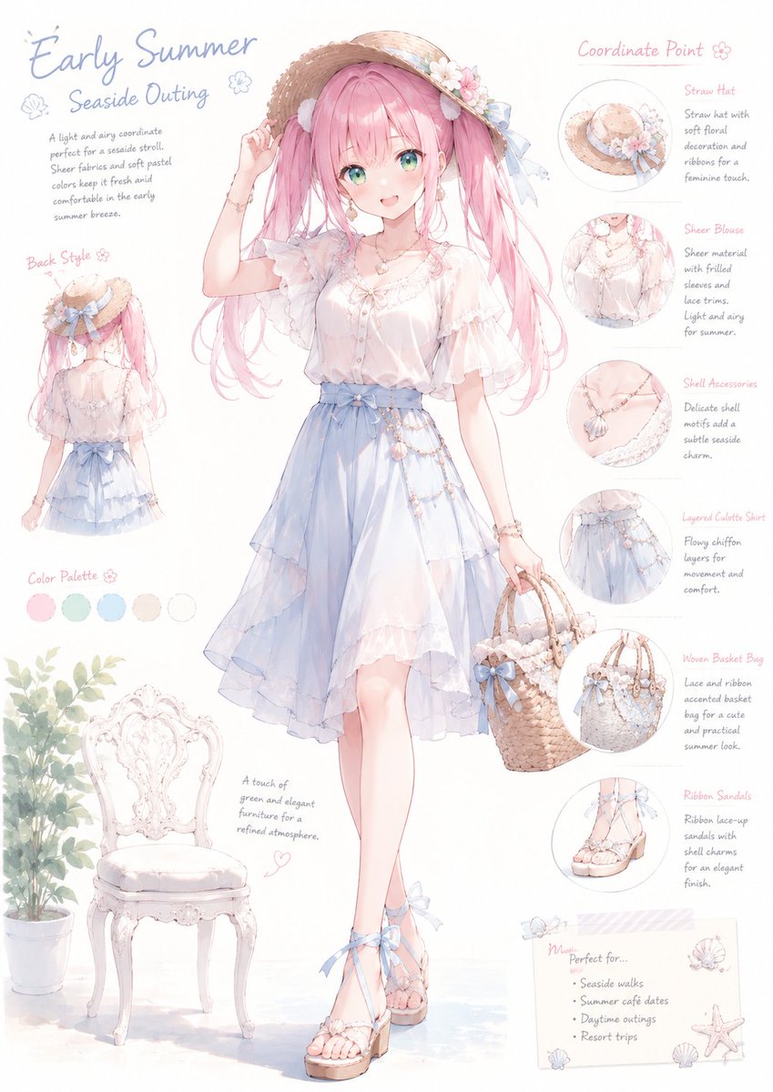 Seaside Fashion Coordinate Sheet — GPT Image 2 image prompt example