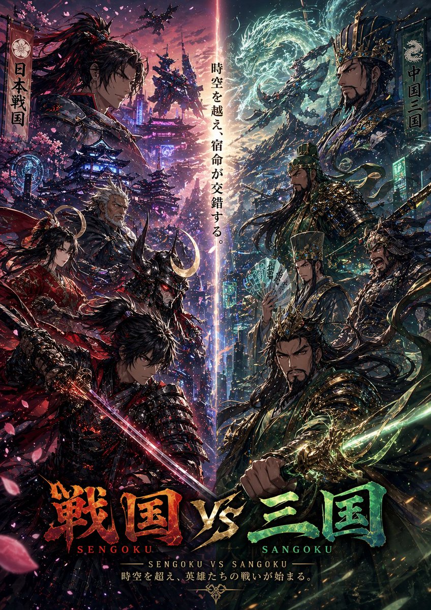 Sengoku Vs Sangoku Crossover Poster — GPT Image 2 image prompt example