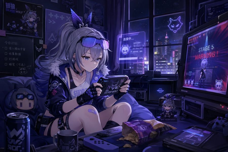 Silver Wolf Gaming Character Art — GPT Image 2 image prompt example
