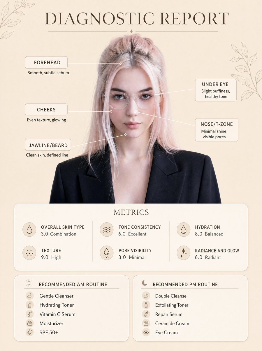 Skincare Diagnostic Infographic Poster — GPT Image 2 image prompt example