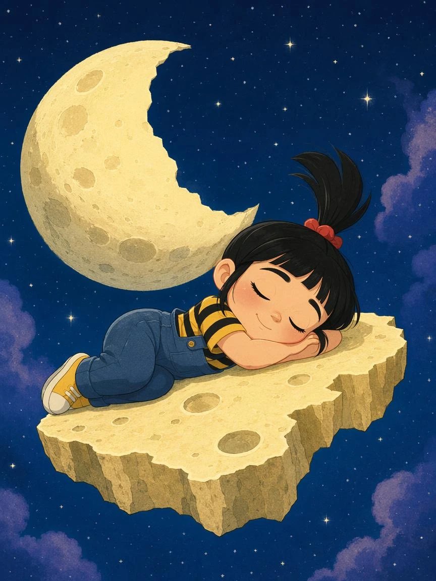Sleeping Girl Moon Rock — GPT Image 2 image prompt example