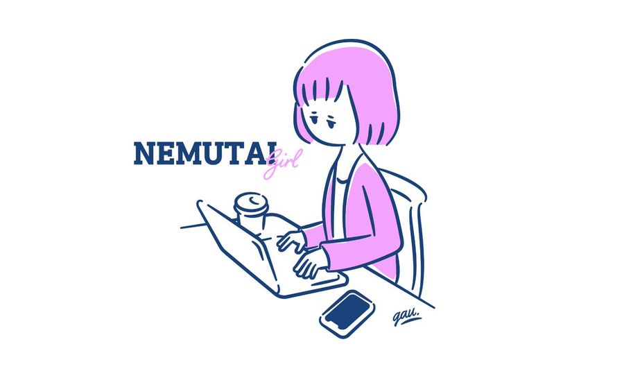 Sleepy Girl At Laptop Illustration — GPT Image 2 image prompt example