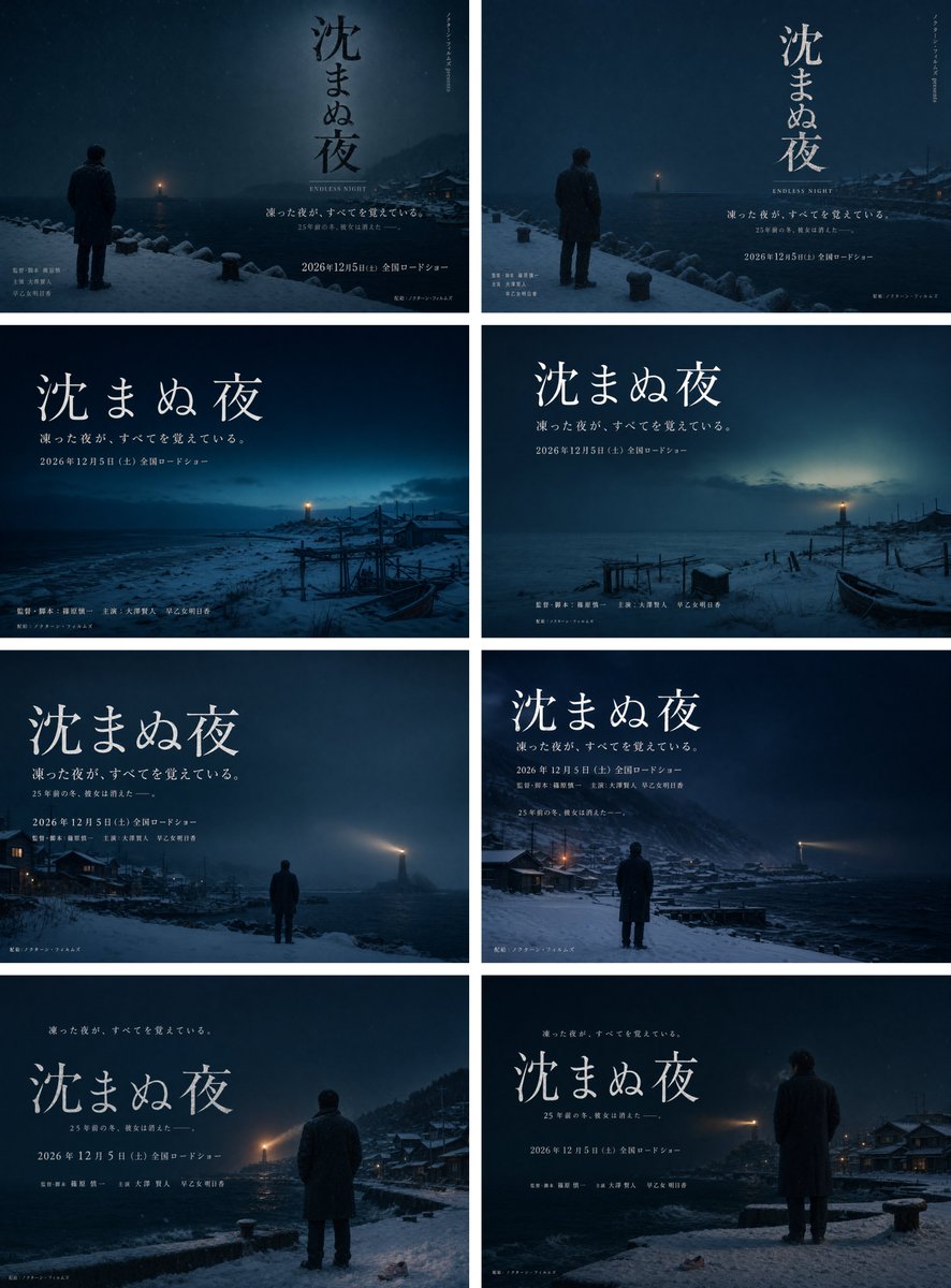 Snowy Japanese Film Poster Grid — GPT Image 2 image prompt example
