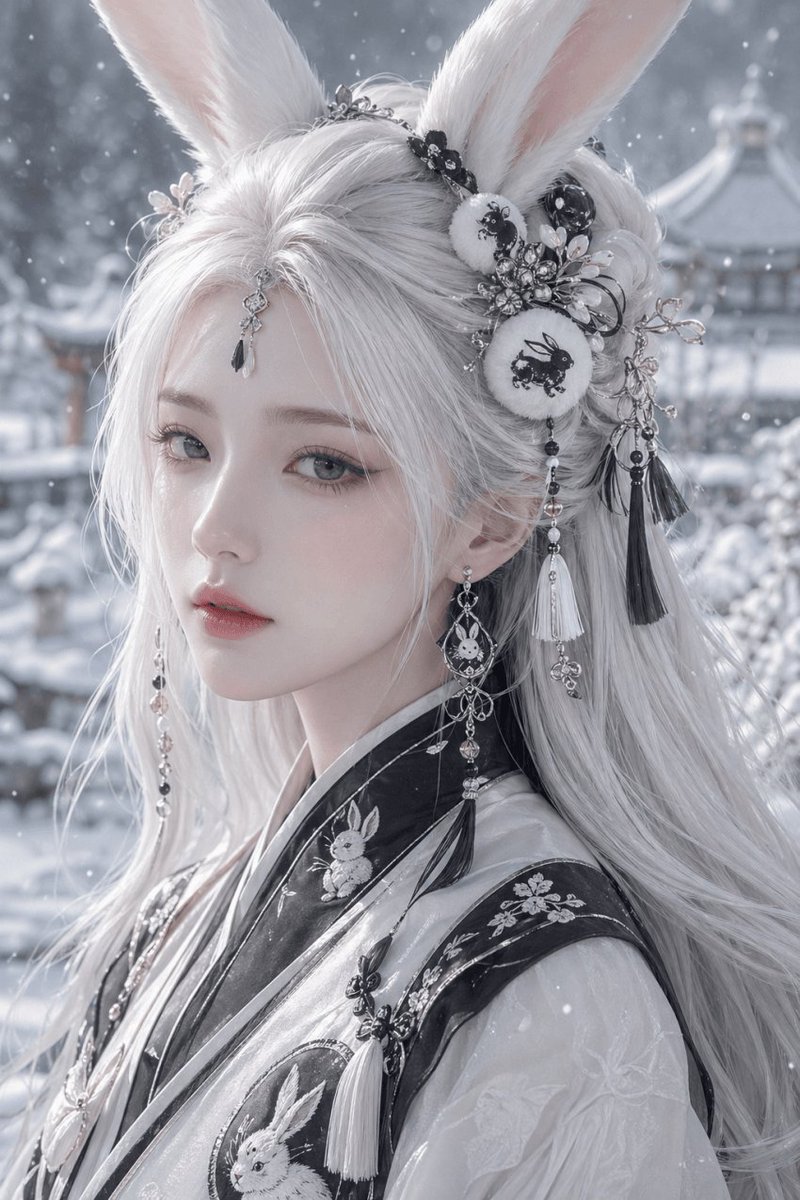 Snowy Rabbit Hanfu Portrait — GPT Image 2 image prompt example