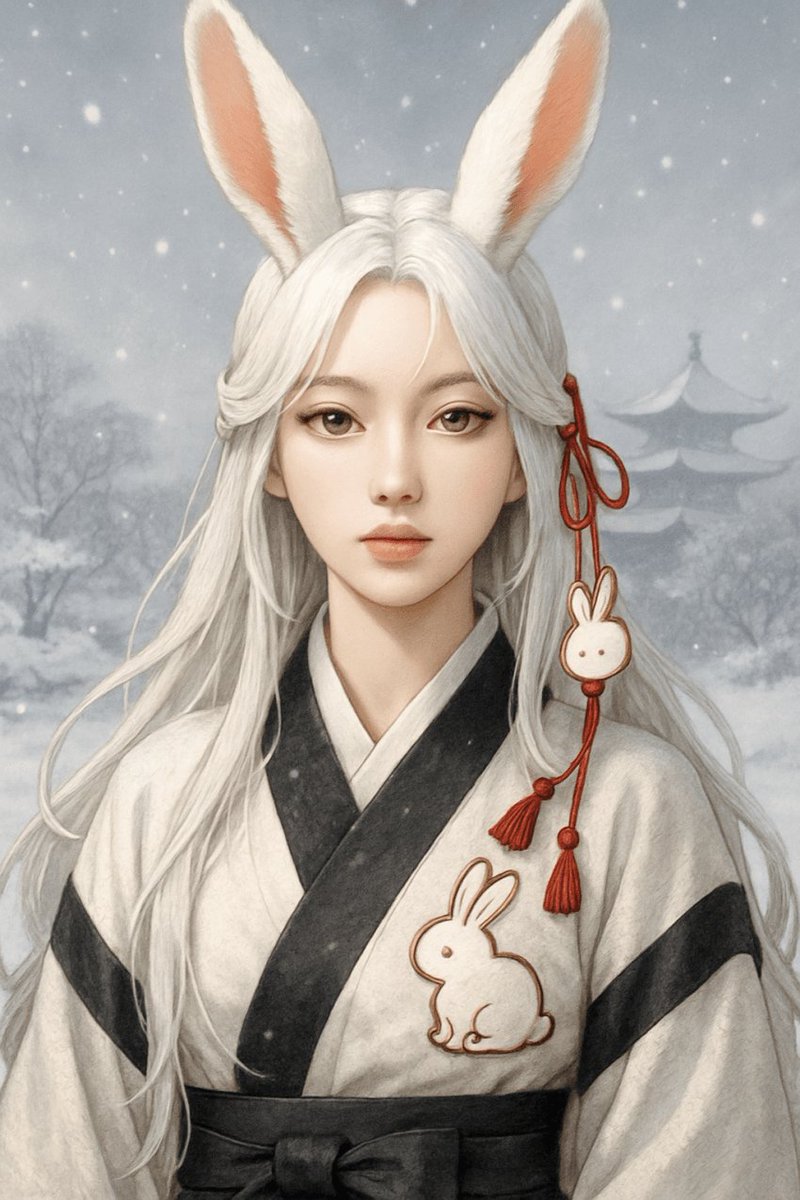 Snowy Rabbit Spirit Portrait — GPT Image 2 image prompt example