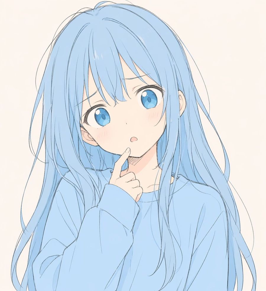 Soft Blue Anime Girl Portrait — GPT Image 2 image prompt example