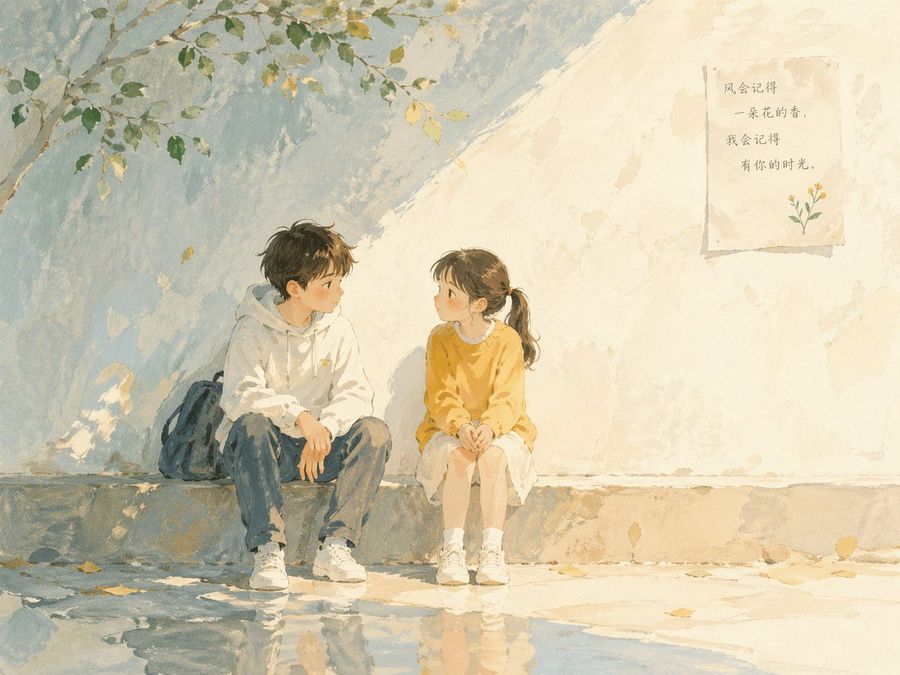 Soft Watercolor Children Conversation — GPT Image 2 image prompt example
