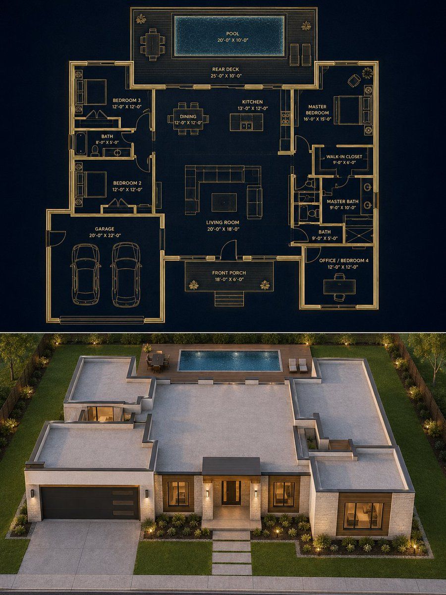 Split House Blueprint Render — GPT Image 2 image prompt example