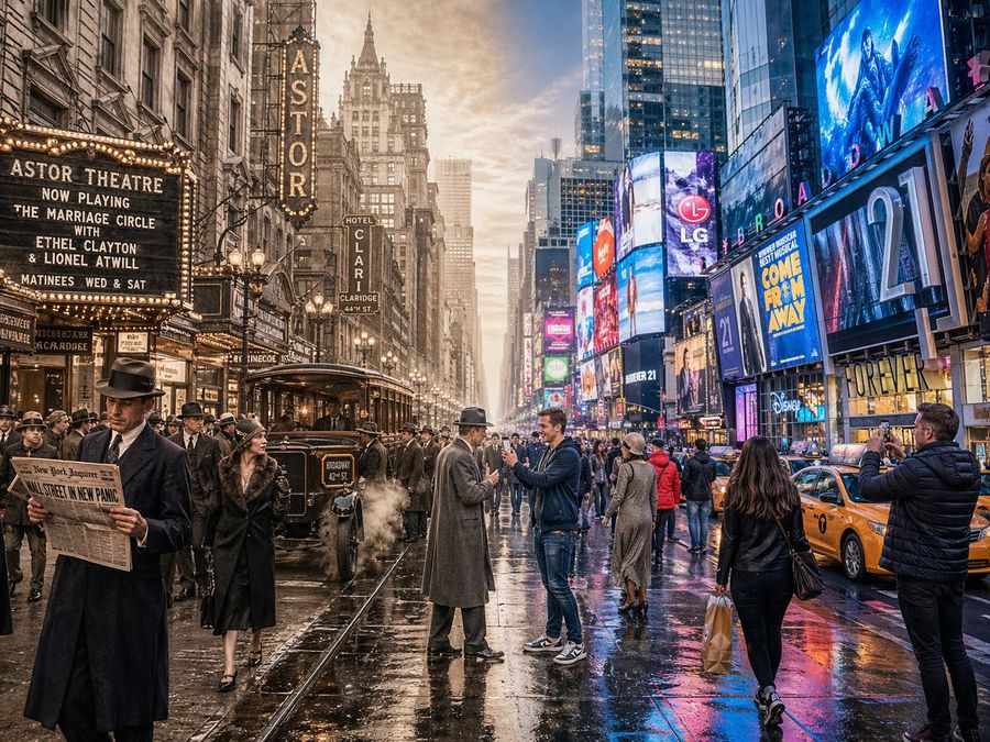 Split Screen Time Travel — GPT Image 2 image prompt example