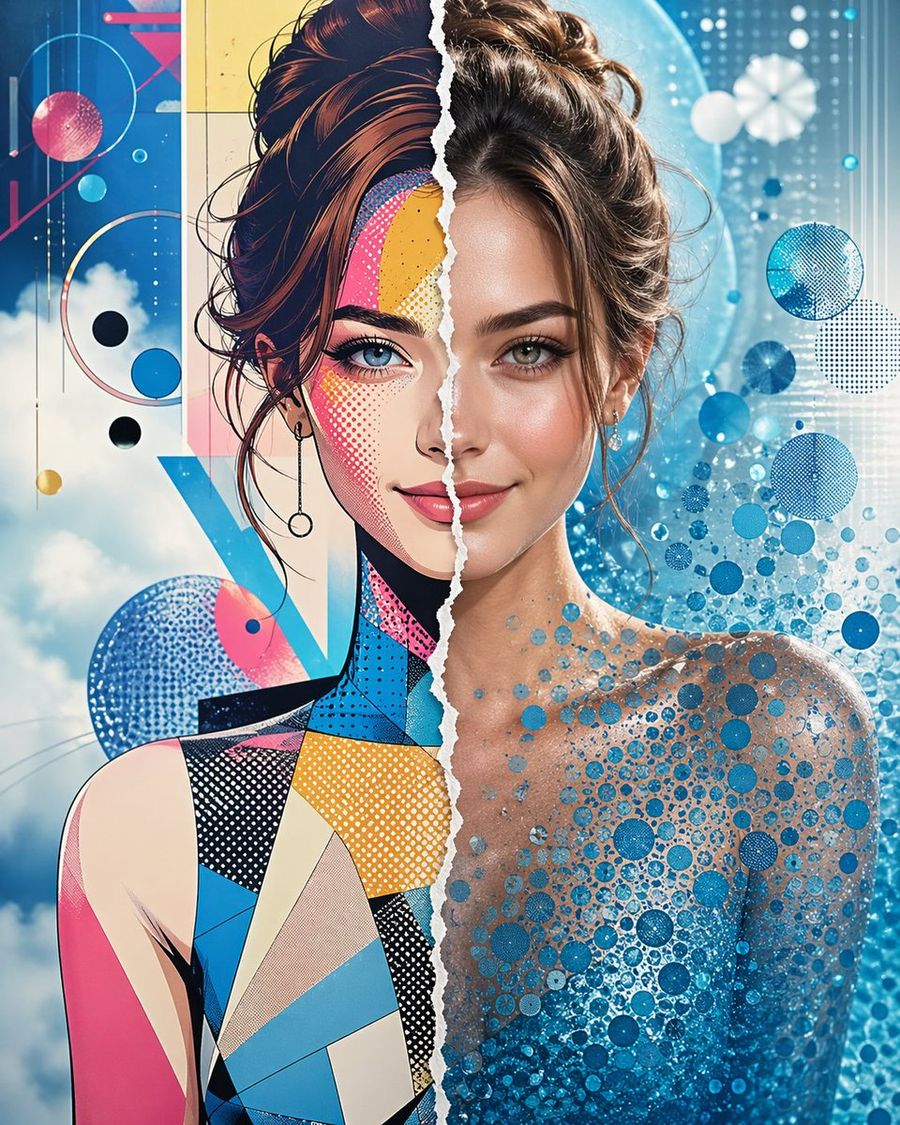 Split Style Artistic Portrait — GPT Image 2 image prompt example