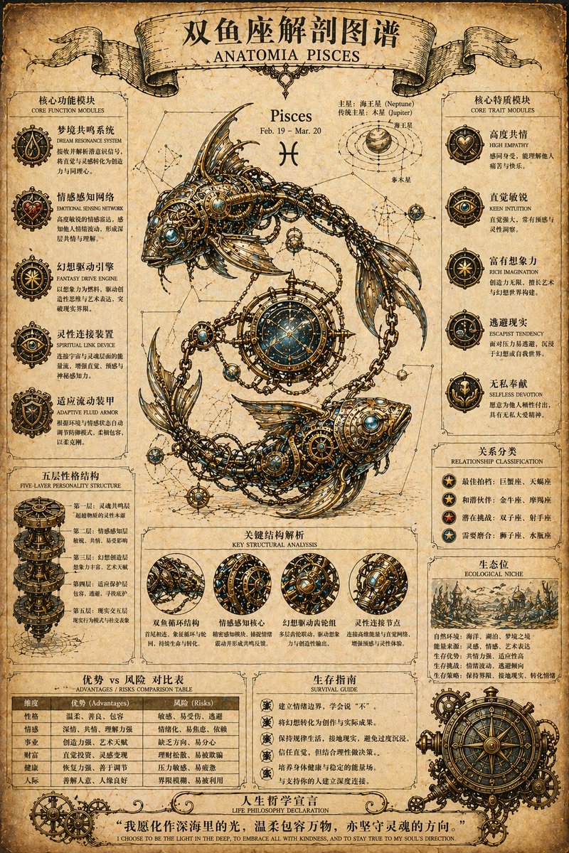 Steampunk Zodiac Anatomy Poster — GPT Image 2 image prompt example