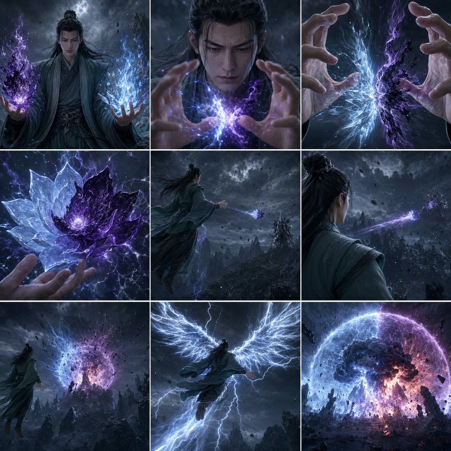 Storm Mage Ultimate Attack Storyboard — GPT Image 2 image prompt example