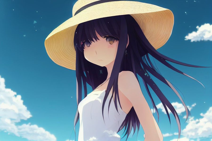 Straw Hat Girl Blue Sky — GPT Image 2 image prompt example
