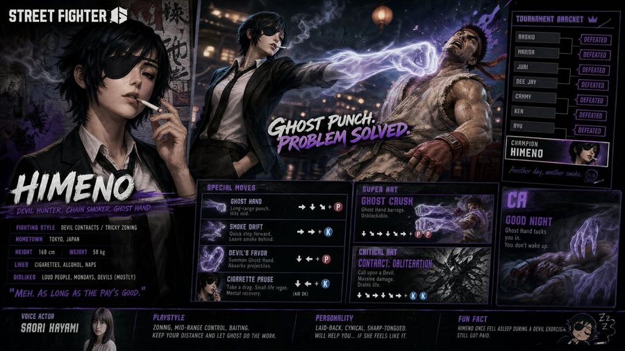 Street Fighter Himeno Poster — GPT Image 2 image prompt example