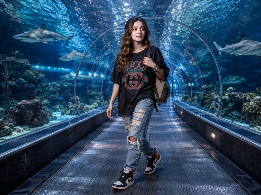 Streetwear Shark Tunnel Portrait — GPT Image 2 image prompt example