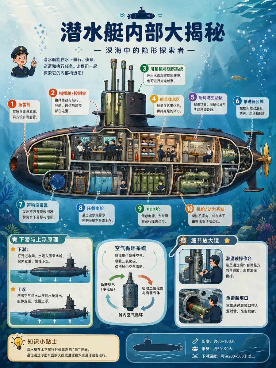 Submarine Cutaway Infographic — GPT Image 2 image prompt example