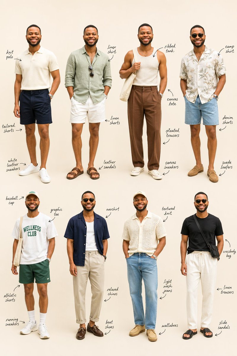 Summer Menswear Lookbook Grid — GPT Image 2 image prompt example