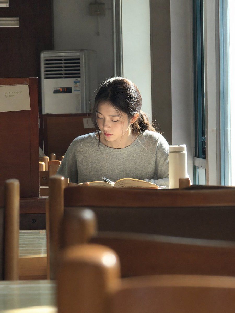 Sunlit Library Study Portrait — GPT Image 2 image prompt example