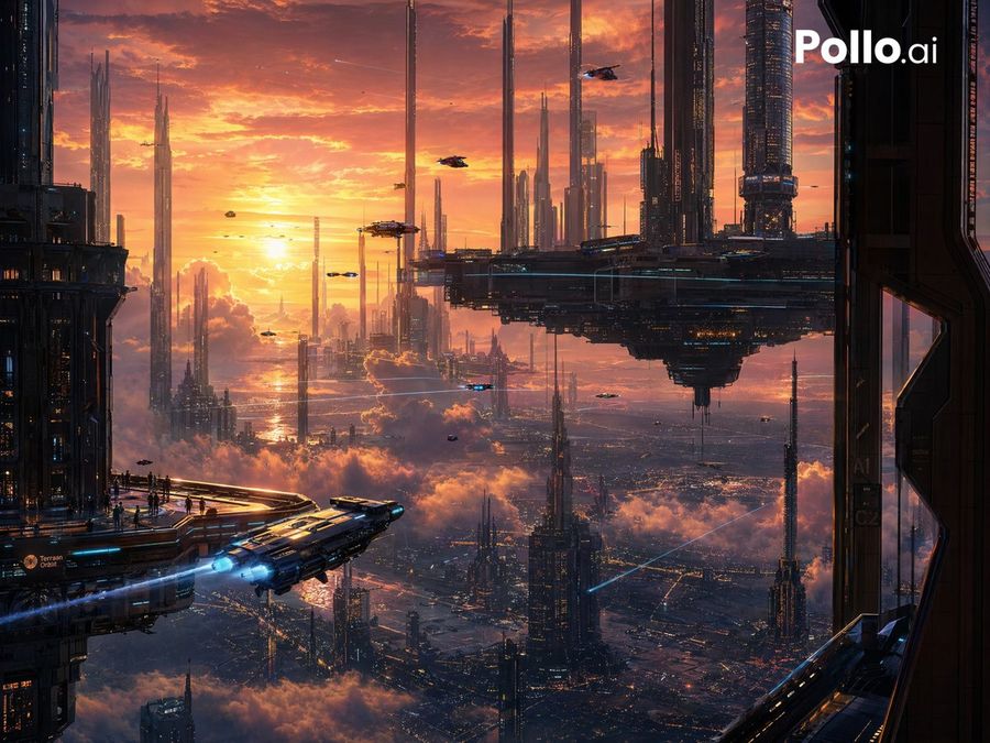 Sunset Futuristic Megacity Panorama — GPT Image 2 image prompt example