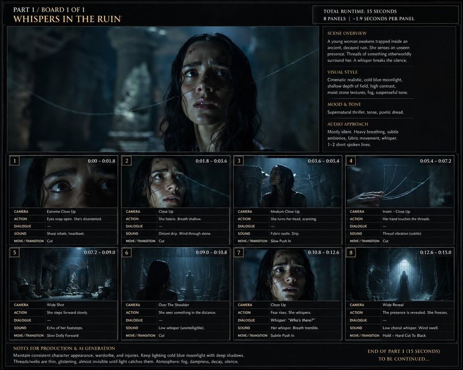 Supernatural Ruin Storyboard — GPT Image 2 image prompt example