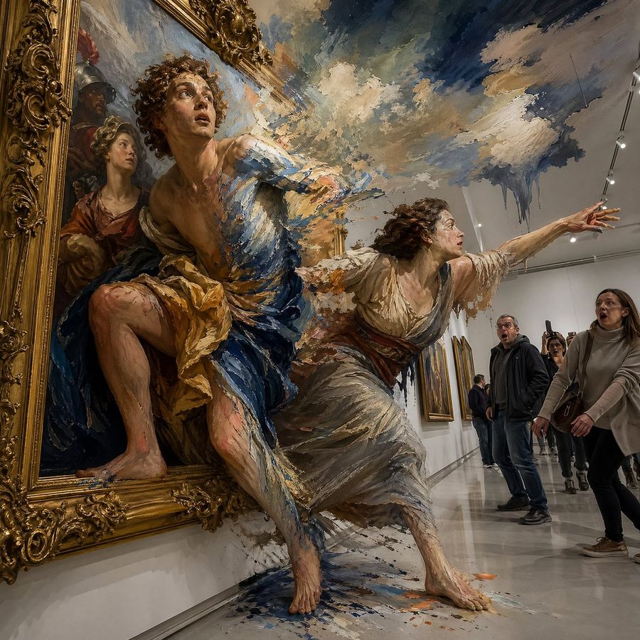 Surreal Baroque Painting Reality Fracture — GPT Image 2 image prompt example
