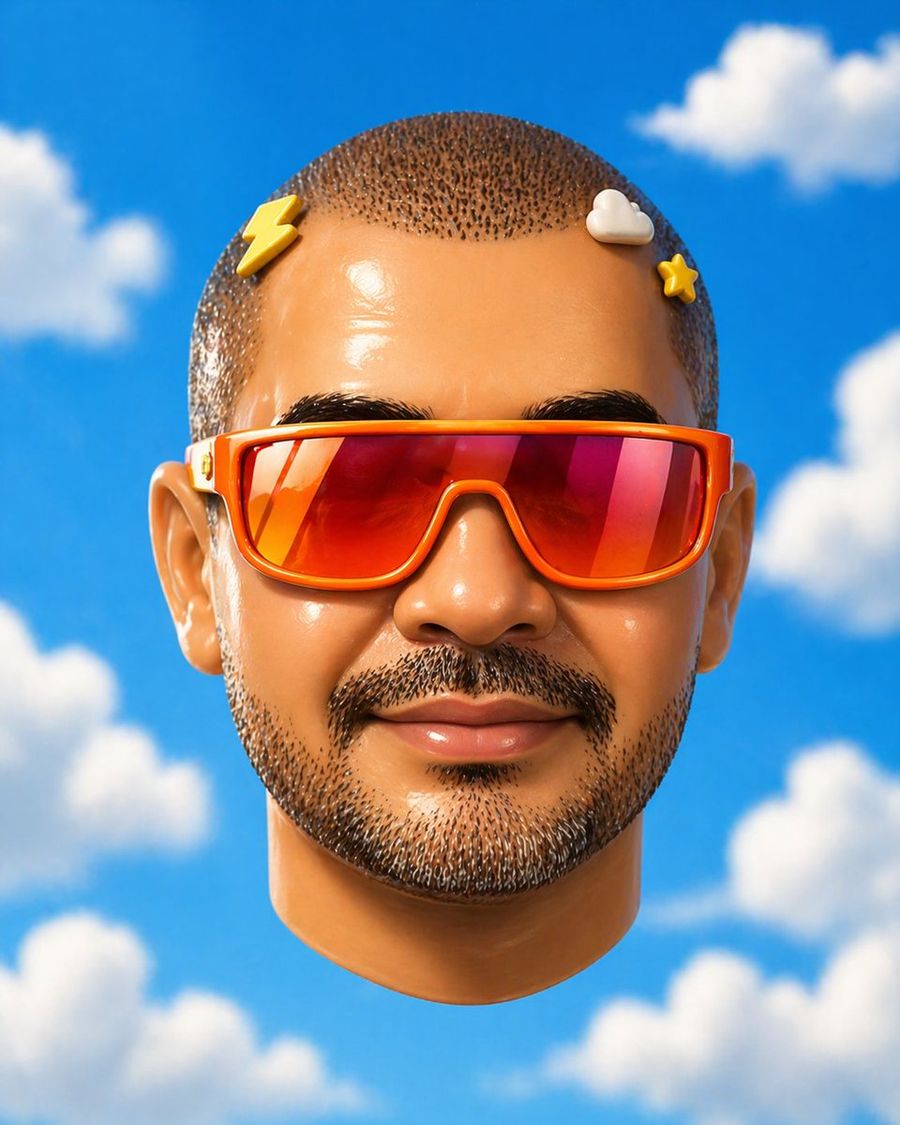 Surreal Floating Head With Censor Block — GPT Image 2 image prompt example