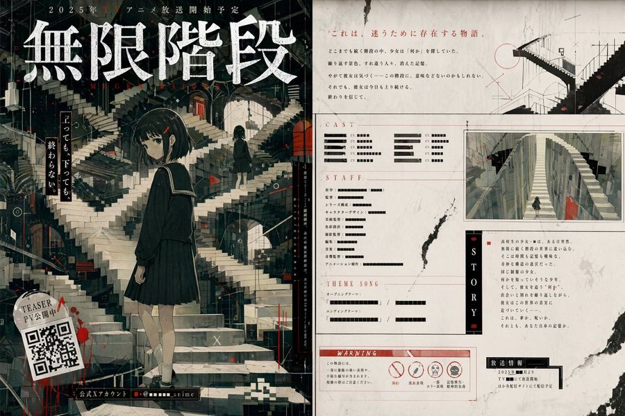 Surreal Infinite Staircase Anime Poster — GPT Image 2 image prompt example