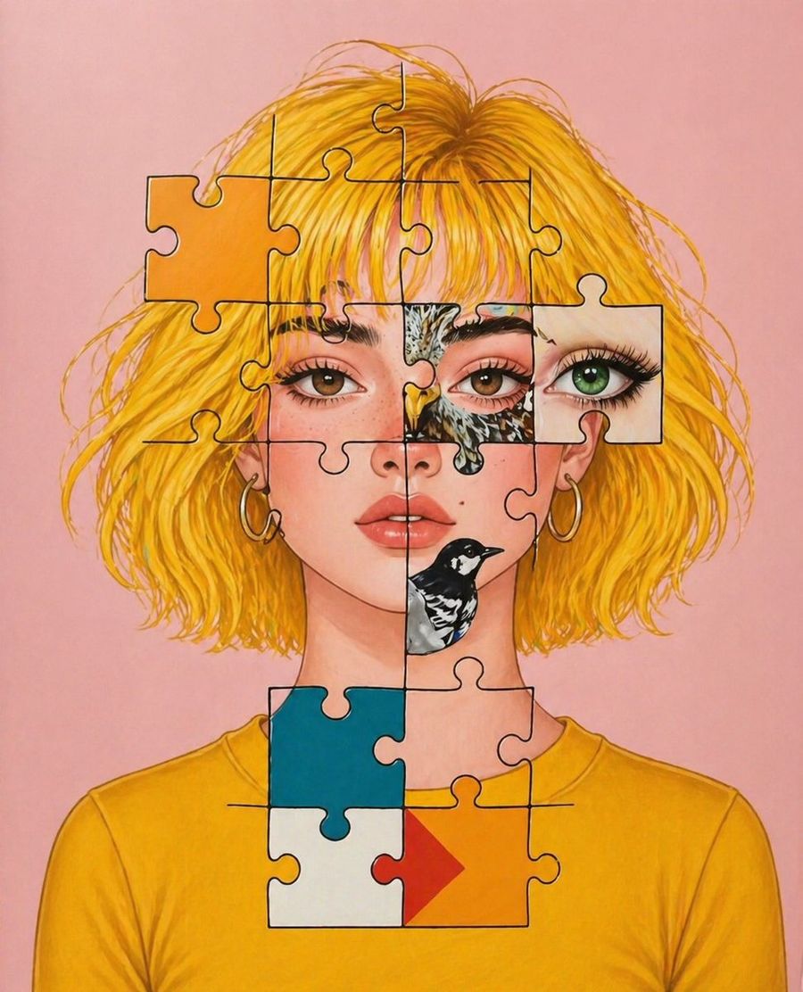 Surreal Jigsaw Portrait Illustration — GPT Image 2 image prompt example