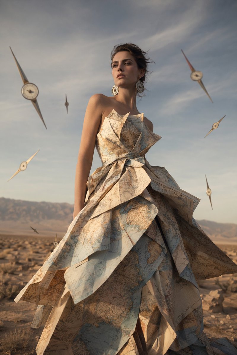 Surreal Map Dress Fashion Editorial — GPT Image 2 image prompt example