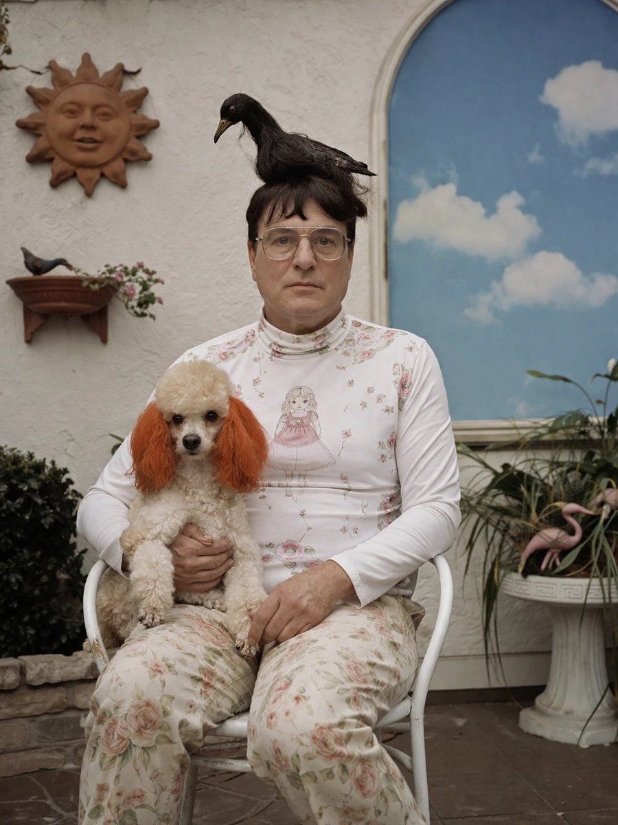 Surreal Patio Portrait Crow Dog — GPT Image 2 image prompt example