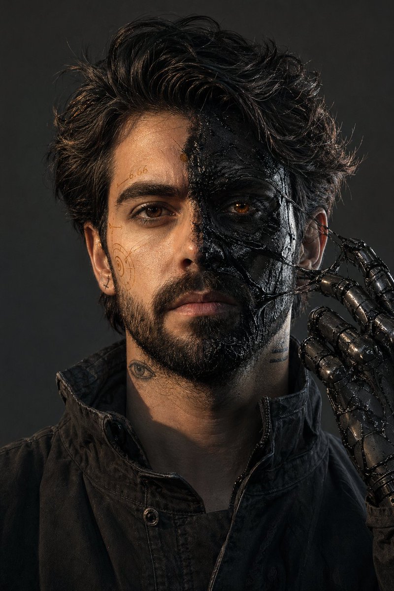 Surreal Resin Split Portrait — GPT Image 2 image prompt example