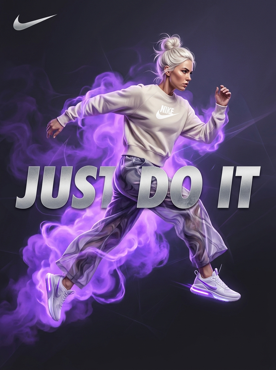 Surreal Violet Sports Ad Poster — GPT Image 2 image prompt example