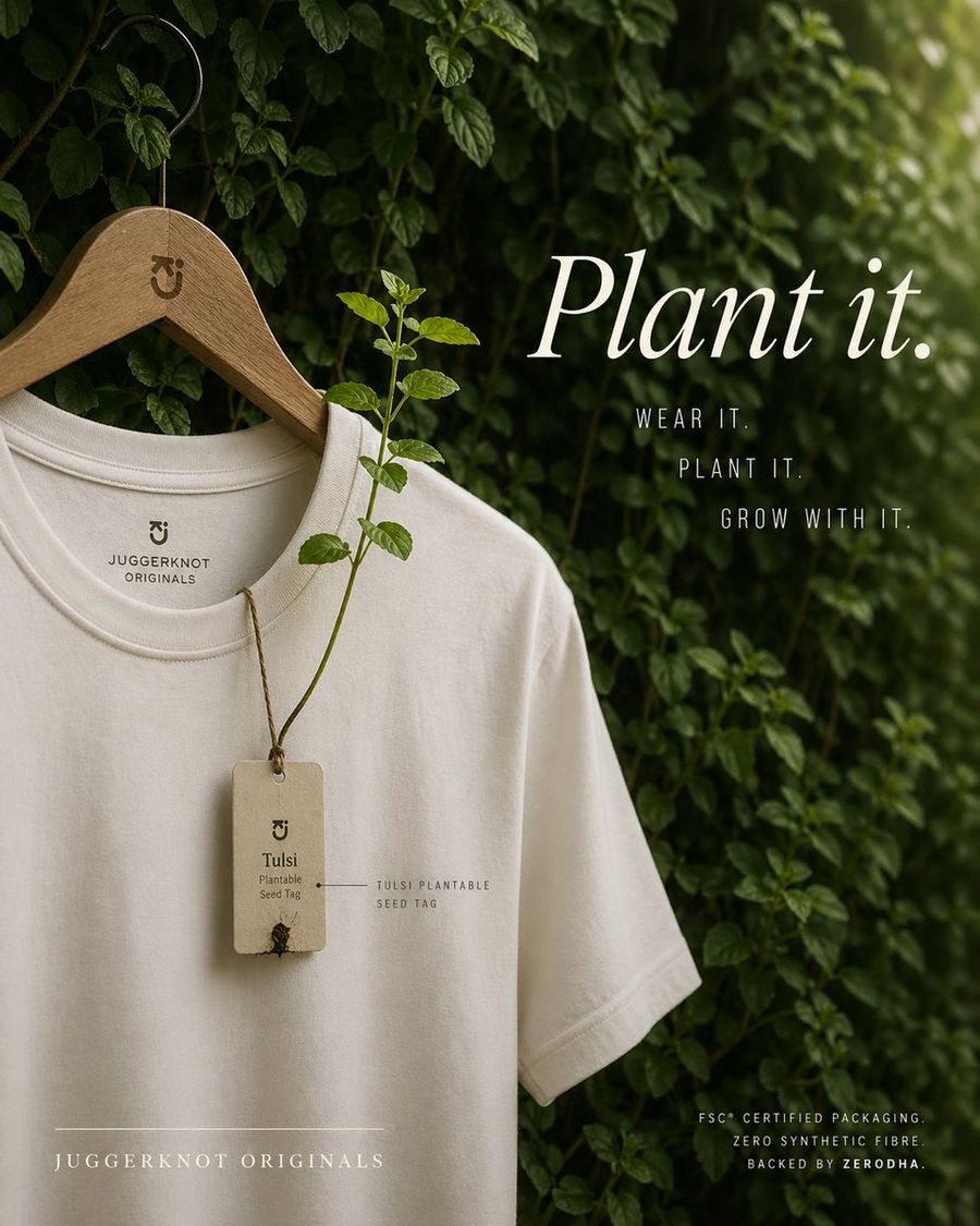Sustainable T Shirt Plantable Tag Ad — GPT Image 2 image prompt example