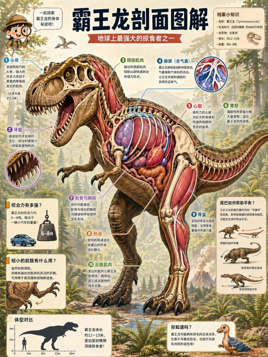 T Rex Cutaway Poster — GPT Image 2 image prompt example