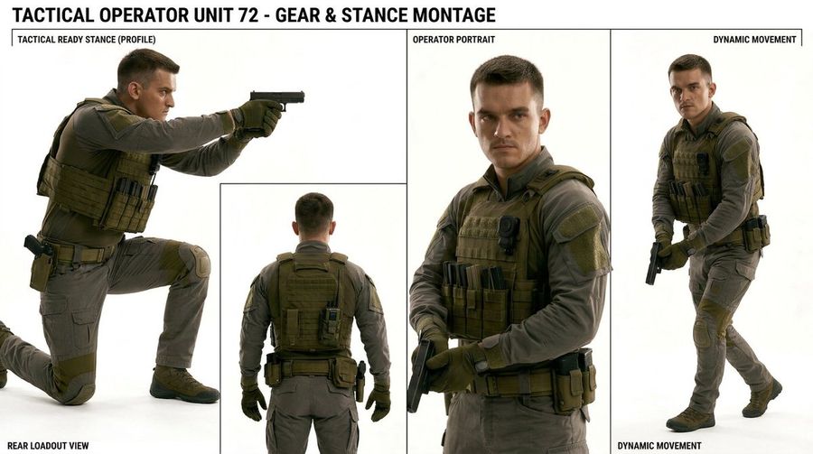 Tactical Operator Character Sheet — GPT Image 2 image prompt example