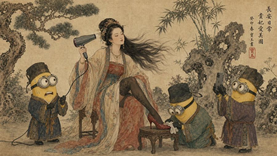 Tang Queen Minions Hairdryer — GPT Image 2 image prompt example
