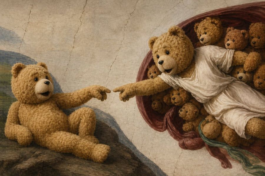 Teddy Bear Creation Fresco — GPT Image 2 image prompt example