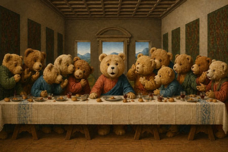 Teddy Bear Last Supper — GPT Image 2 image prompt example