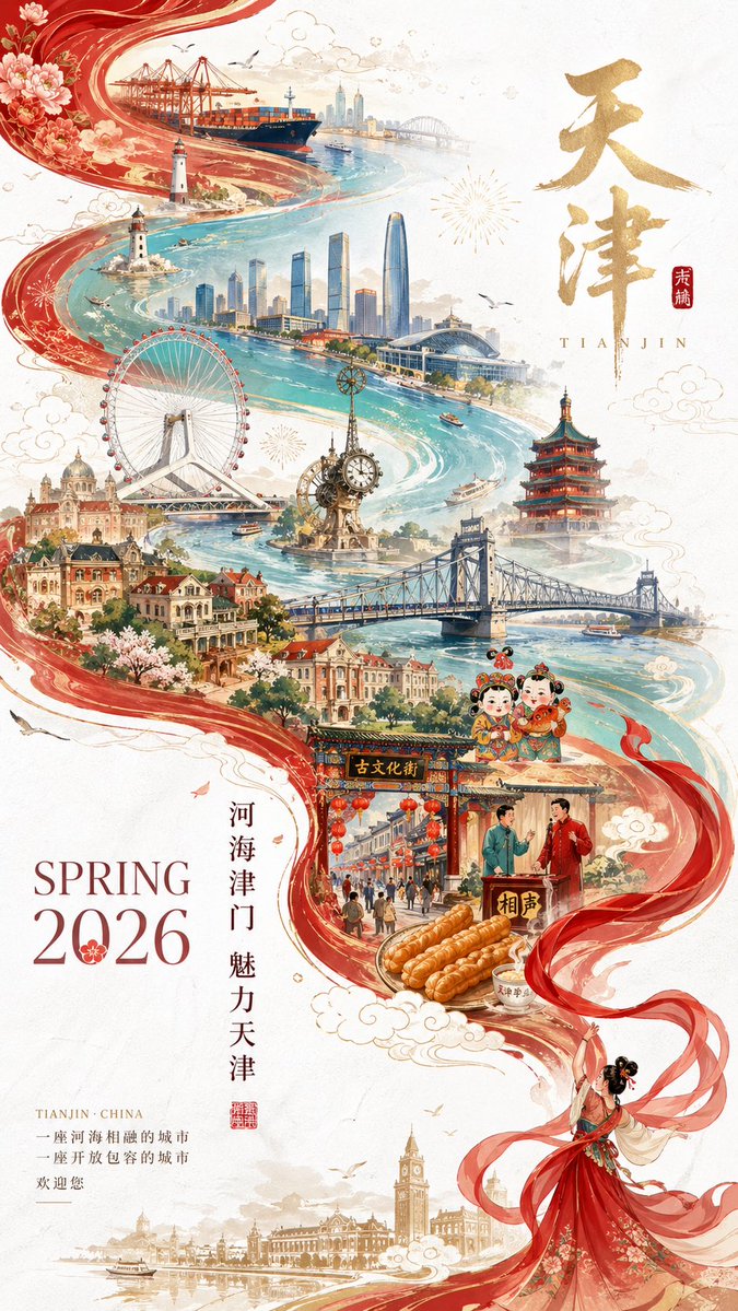 Tianjin City Promotional Poster Prompt — GPT Image 2 image prompt example